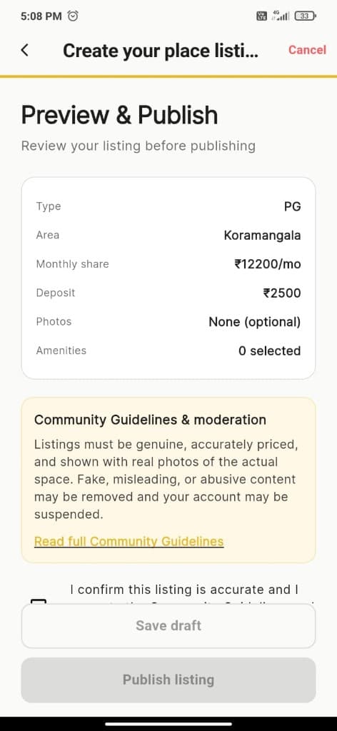 Jublet create listing — Preview and publish